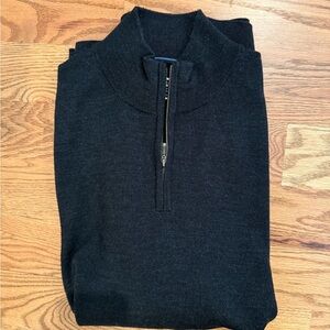 Charles Tyrwhitt Quarter Zip Merino Wool Sweater - Size XL - Ink Blue